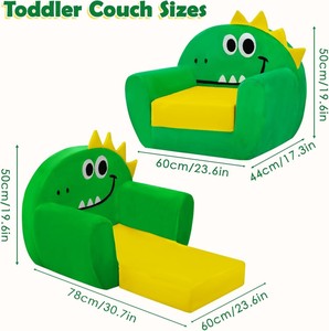 Canapé-lit <span class=keywords><strong>pliable</strong></span> pour enfants en forme de dinosaure, fauteuil en éponge douce 2-en-1, convertible en chaise longue pour la chambre d'enfant, filles et garçons - Product Image 4