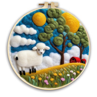 Kit de broderie artisanale ChangxuTextile, paysage hivernal, tissu rond, broderie créative, décoration artistique en feutre 3D