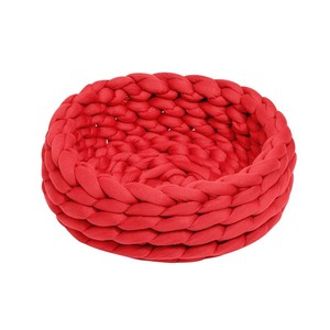 Queeneo hecho a mano grueso tejido a máquina lavable para gatos cama suave para dormir redondo algodón tubo Donut gigante tejido trenzado mascota sofá cama - Product Image 6