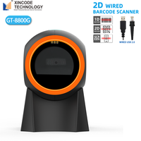 Lecteur de codes-barres Xincode filaire OEM avec capteur CMOS 2D, détection automatique de code QR, scanner de codes-barres USB de bureau, scanner de codes-barres d'usine pour POS
