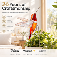 Attrape-soleil en verre teinté Art déco moderne fait main, en forme d'oiseau colibri, ornement suspendu pour plantes, cadeau pour la fête des mères
