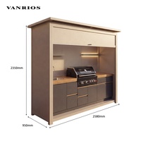 VANRIOS Cuisine extérieure en aluminium avec barbecue, tailles personnalisées, résistante aux intempéries, avec porte électrique et abri