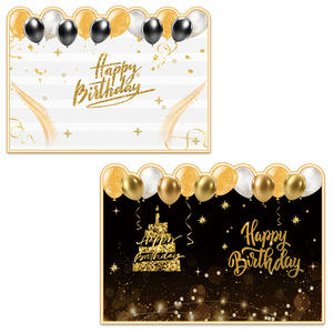 ของตกแต่งงานปาร์ตี้การ์ดกระดาษเรียบง่ายสีดำสุขสันต์วันเกิด - Product Image 2