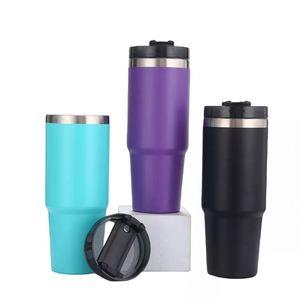 Wholesale Customized Good Quality 20oz 30oz Coffee Cup Powder Coated Stainless Steel Tumbler <b>Mug</b> in Bulk With Straw and Handle - Product Image 6