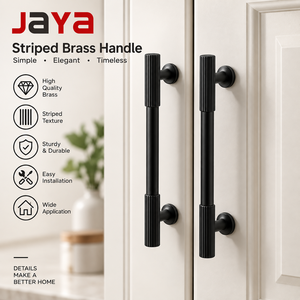 Gagang Pintu Lemari Laci Kuningan Bergaris Modern Berkualitas Tinggi JAYA Warna Hitam - Product Image 1
