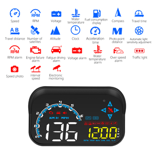 M20 araba HUD Head up Display göstergesi OBD GPS Radar dedektörü ile elektronik köpek çift sistem ekran araç elektroniği kilometre - Product Image 6