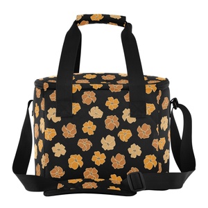 Sac isotherme de pique-nique portable personnalisé avec bretelles, motif fleur de Puakenikeni jaune Hawaïenne, idéal pour la plage et le camping - Product Image 2
