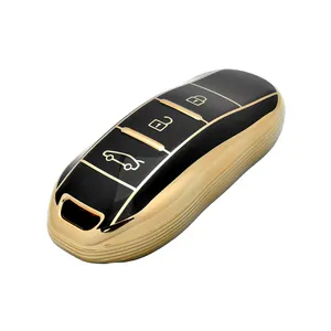 Aanpassen Logo Zachte Tpu Gouden Rand Voor Huawei Seres Degneti Remote Auto Sleutel Shell 3 Knop Case Styling Cover Behuizing