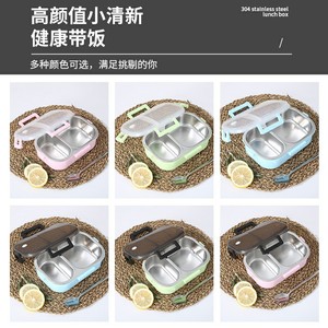 Stainless Steel Deepened Two Compartment Insulated <b>Lunch</b> <b>Box</b> With Anti Flavor Transfer Leak Proof Bento <b>Box</b> Rectangle Solid - Product Image 5