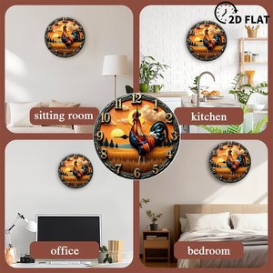 <b>Round</b> Wooden Wall Clock 25cm Silent Non Ticking Living Room Bedroom Hanging Clock - Product Image 5