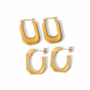 Pendientes de Aro Geométricos en Forma de U, Tono Dorado, Acero Inoxidable, Joyería para Fiesta, Accesorio de Moda para Mujer - Product Image 5