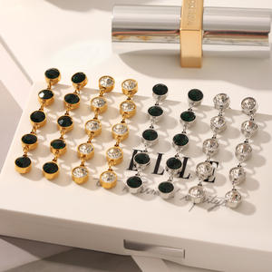 Anting-anting Fashion Prom, Stainless Steel zirkonia berlapis emas anting-anting Hoop mode perhiasan Prom - Product Image 4