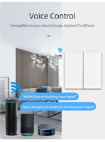 Interrupteurs muraux intelligents Wi-Fi 3 gangs avec bouton, prise réseau neutre + ligne L, commande vocale Alexa, Smart Life 10A ABS