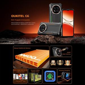 Versione Globale Oukitel G6 Telefono Rugged, 6GB+256GB Batteria Grande da 10600mAh Android 16 4G Telefono <span class=keywords><strong>Cellulare</strong></span> <span class=keywords><strong>Impermeabile</strong></span> - Product Image 4