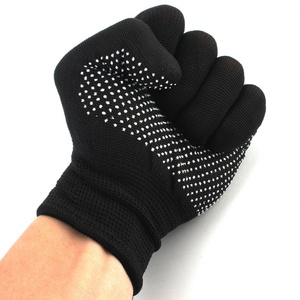 Gants de sécurité antidérapants en coton noir avec texture micro-diamantée en relief, poignet tricoté à couverture intégrale, usage général - Product Image 5
