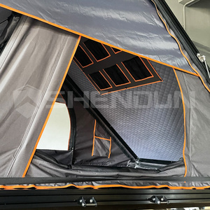 Grande tente de camping sur toit de voiture pour 2 personnes, tente de toit en aluminium avec fenêtre de toit, tente de toit triangulaire pliable avec panneau solaire - Product Image 4