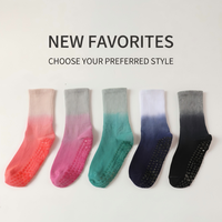 Chaussettes de yoga et de Pilates mi-longues antidérapantes à dégradé, respirantes, à séchage rapide, en coton anti-transpiration, technique de tricotage ras du cou pour l'automne