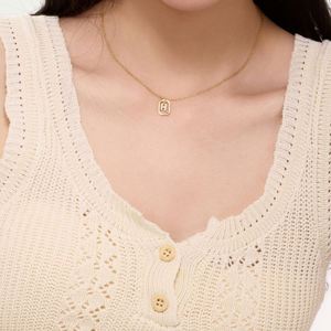 Dylam 5A Cubic Zirconia Alphabet <b>Pendant</b> Necklaces Charms Women -H- <b>Initial</b> Letter Link Chain Necklace 2 Colors 45cm New Design - Product Image 3