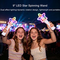 Baguette lumineuse portable de 9' avec étoile rotative et double LED RGB (lumière stable intérieure, flash néon extérieur) pour événements d'anniversaire et cadeaux promotionnels