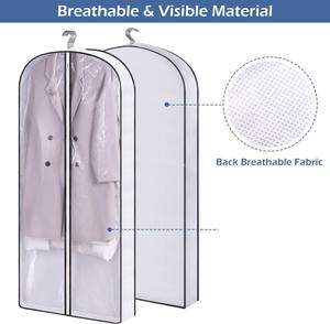 Clear Dustproof PVC Garment Bags with Zippers for Hanging <b>Clothes</b> and Closet Storage Gusseted Dress Suit Bags - Product Image 4
