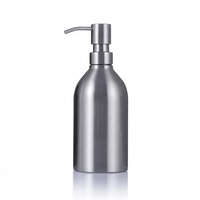 Bouteille de lotion en acier inoxydable à motif brossé de 500ml, distributeur de savon, bouteille de liquide pour shampoing
