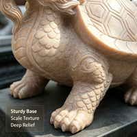 Statue de tortue dragon sculptée à la main en marbre rouge coucher de soleil naturel, résistante aux intempéries, sculpture en pierre porte-bonheur pour cour de villa