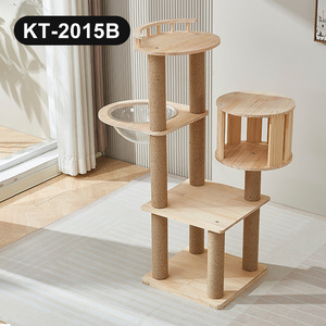 برج خدش للقطط مخصص من بانجكي، برج خشبي كبير، بيت قطط خشبي فاخر وعصري - Product Image 4