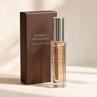 Bouteille de parfum vide de luxe, distributeur d'huile parfumée, logo personnalisé, petite bouteille de parfum noire givrée 50ml 20ml 15ml avec boîte