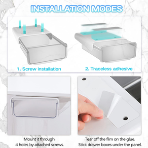 Modern Double <b>Drawer</b> Under Desk <b>Storage</b> Box High Quality ABS <b>Plastic</b> Office Household Organizer - Product Image 2