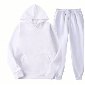Wholesale Custom Mens Sports Hooded Solid Color Pullover <b>Sweater</b> <b>Set</b> Two Piece Hoodie & Sweatshirts and Sweatpants - Product Image 4