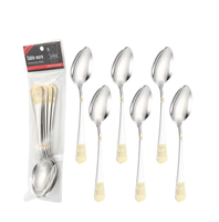 Ensemble de couverts réutilisables en acier inoxydable poli miroir, design européen moderne, 6 pièces, passe au lave-vaisselle