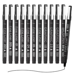 Marcadores Permanentes de Punta Fina con 12 Tamaños de Punta Diferentes, para Escribir y Pintar, OEM ODM Disponible, Bolígrafo Delineador - Product Image 3