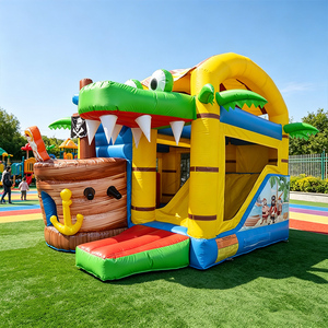 <span class=keywords><strong>Castillo</strong></span> Inflable Comercial de Aventura Pirata con Diseño de Cocodrilo de la Jungla, <span class=keywords><strong>Castillo</strong></span> Hinchable de Dibujos Animados HPFburg - Product Image 1