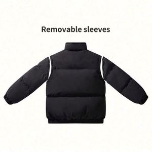 Veste matelassée sans manches pour homme, col montant, hiver, haute qualité, design personnalisé, 100% polyester, manches amovibles - Product Image 2