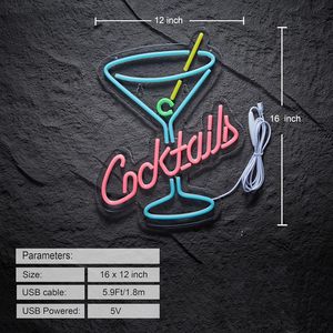 Cocktail neon <b>LED</b> dimmable USB powered ambient light shop window decoration light street indicator light luminous <b>letters</b> 5V - Product Image 4