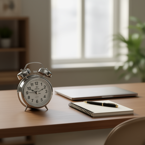 Twin Bell Alarm <b>Clock</b> Quartz Desk <b>Clock</b> With Two Bells And <b>White</b> Dial For Home Office Use - Product Image 3