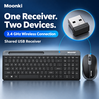 Kombo Keyboard dan Mouse Nirkabel Tipis Multi Perangkat dengan Receiver USB, Ringkas untuk Desktop, Tablet, dan Ponsel