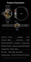 Montre connectée 2026 HT45 avec lampe de poche, écran 1,7 pouces, étanche IP68, tracker d'activité, montre connectée de sport en plein air pour hommes
