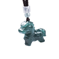 Pendentif Poney en Jadeite Naturelle Véritable Grade A, Style Dessin Animé 3D Mignon, Unisexe, en Tungstène, Évaluation Domestique Parfaite