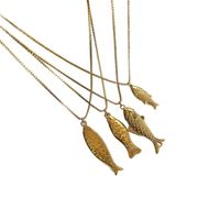 Collier pendentif poisson plaqué or en acier inoxydable sans ternissement cadeau fiançailles anniversaire animal religieux