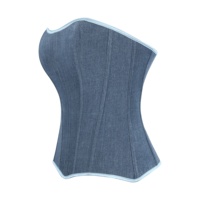 Corset en jean pour femme, bustier sans bretelles avec dos lacé et fermeture éclair, gaine amincissante vintage pour soirées et clubs