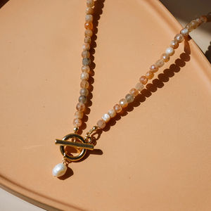 Collana di pietre preziose in rilievo collana di perle a levetta collana di moda Amazonite girocollo dichiarazione regalo migliore amico - Product Image 2