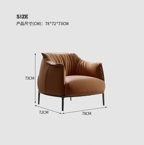 Canapé individuel en cuir véritable minimaliste moderne, fauteuil confortable pour salon, meubles de maison, fauteuil de détente, fauteuil d'appoint - Product Image 6