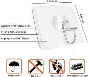 Wholesale Wholesale Transparent Acrylic <b>Hook</b> Stainless Steel Adhesive - Product Image 6