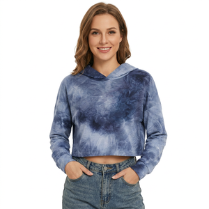 Women's Solid Hooded Crop <b>Top</b> <b>Long</b> <b>Sleeve</b> Knitted Fleece Eco-Friendly Breathable Sweatshirt Casual Winter Style Polyester/Cotton - Product Image 1