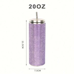 Gobelet isotherme de camping fantaisie en acier inoxydable 20oz, écologique, avec strass et paillettes, couvercle à vis, maintien au chaud 12-24 heures - Product Image 2