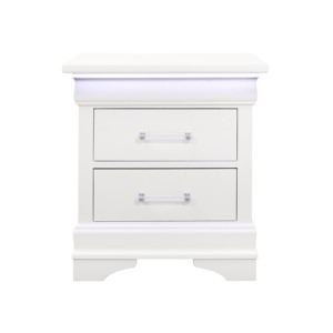 Charleston White Nightstand With Led Light 2 Drawer Storage <b>Bedroom</b> Furniture - Product Image 1