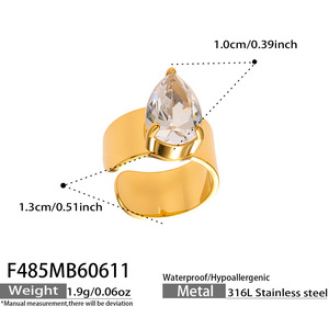 Pendientes de clip con circonita en forma de lágrima, resistentes al agua, antideslustre, de acero inoxidable, para mujer. - Product Image 5