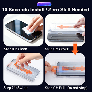 ฟิล์มกระจกนิรภัยแบบเต็มจอ พิมพ์ลายไหม ขอบเรียบ ความแข็ง 9H ป้องกันรอยขีดข่วน พร้อมกล่องติดตั้งอัตโนมัติ สำหรับ <span class=keywords><strong>iPhone</strong></span> - Product Image 6