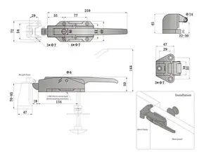 Haitan SF14005 zinklegering gegoten huisvesting en cilinder hardware key koelkast lock met plastic duwstang